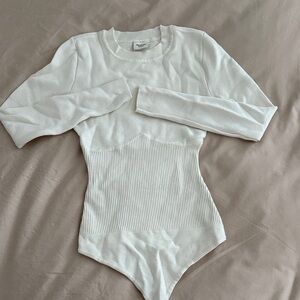 Abercrombie & Fitch White Ribbed Bodysuit
